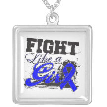 Rectal Cancer Fight Like A Girl Distressed Necklace