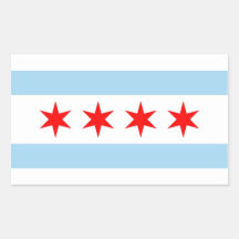 Rectangle sticker with Flag of Chicago, U.S.A.