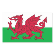 Rectangle sticker with Flag of Wales stickers