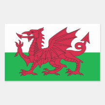 Rectangle sticker with Flag of Wales