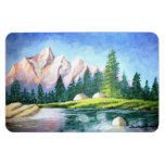 Rectangular Magnet Pink Mountain Painting