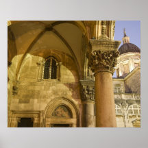 Rector's Palace Arches with Dubrovnik Cathedral Print