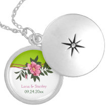Recuerdo floral subió de la verde lima del boda de colgante personalizado