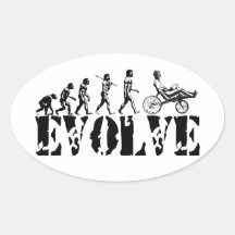 Recumbent Bicycle Evolution Fun Sports Art Oval Stickers
