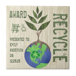 Recycle Award Tree Earth Globe Wood Grain tile