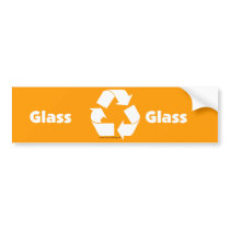 Recycle bin labels for glass with recycle symbol. bumper stickers