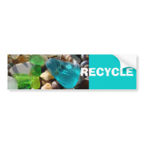 Recycle Bumper Stickers Blue Seaglass Beach Coast