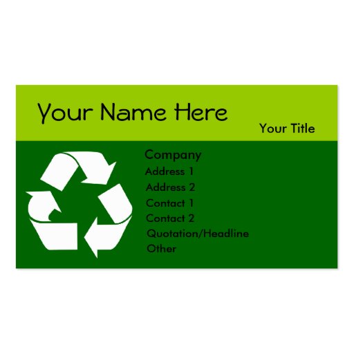 Recycle business card with Your Information (front side)