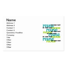 Recycle Do  Your Part T-shirts and Gifts Business Card Templates