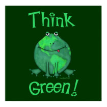 RECYCLE Earth Day Frog Art Poster posters by jamiecreates1 RECYCLE Earth Day Frog Art Poster posters