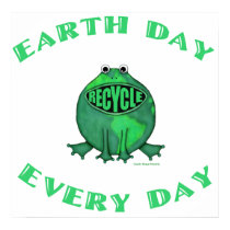 RECYCLE Earth Day Frog Art Poster posters by jamiecreates1 RECYCLE Earth Day Frog Art Poster posters
