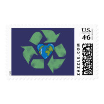 Recycle Earth Heart Postage