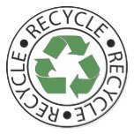 Recycle Green Center Logo Round Stickers