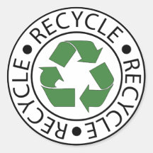 Recycle Green Center Logo Round Stickers