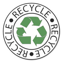 Recycle Green Center Logo Round Stickers