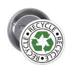 Recycle Green Ceter Logo Pinback Buttons