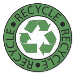 Recycle Green Logo BK Letters Round Sticker