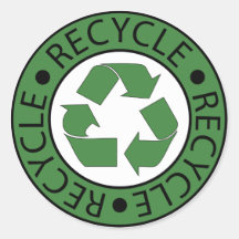 Recycle Green Logo BK Letters Round Sticker