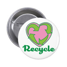 Recycle Heart Pinback Button