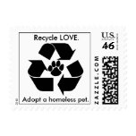 Recycle LOVE., Adopt a homeless pet. Stamp