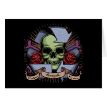 Recycle Skull w/Roses Greeting Card
