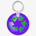 Recycle Symbol with Earth Keychain