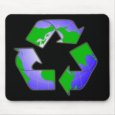 Recycle Symbol with Earth Mousepad by thehatch