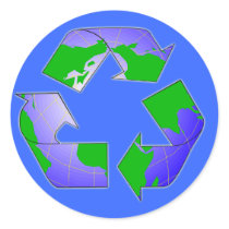 Recycle Symbol with Earth Sticker by thehatch Recycle Symbol with Earth Sticker