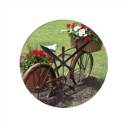 recycled flower bicycle round clock recycled flower bicycle round clock