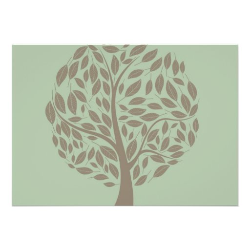 Recycled Green Eco Tree Bridal Shower Invitations
