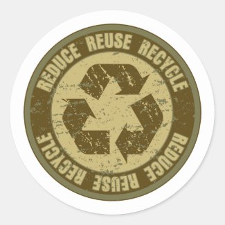 Recycled Grunge Round Sticker
