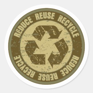 Recycled Grunge Round Sticker