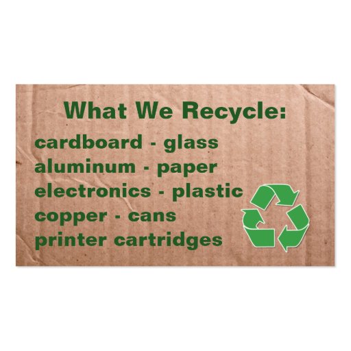 Recycling Business Cardboard Look Business Card (back side)