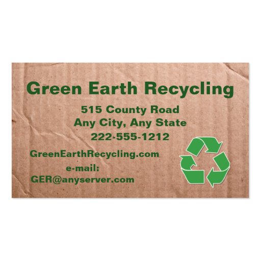 Recycling Business Cardboard Look Business Card (front side)
