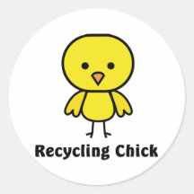 Recycling Chick Round Stickers