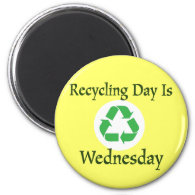 Recycling Day Wednesday Reminder Magnet