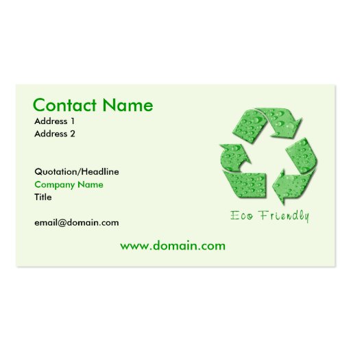 Recycling Eco Friendly Business Card (front side)