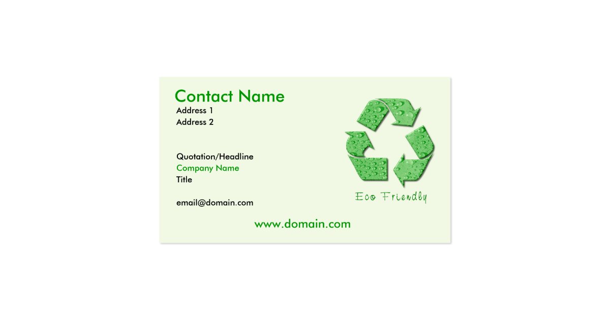 Recycling Eco Friendly Business Card Zazzle
