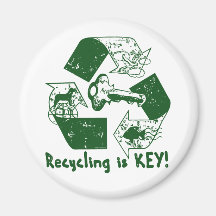 Recycling is Key Earth Day Gear Magnets