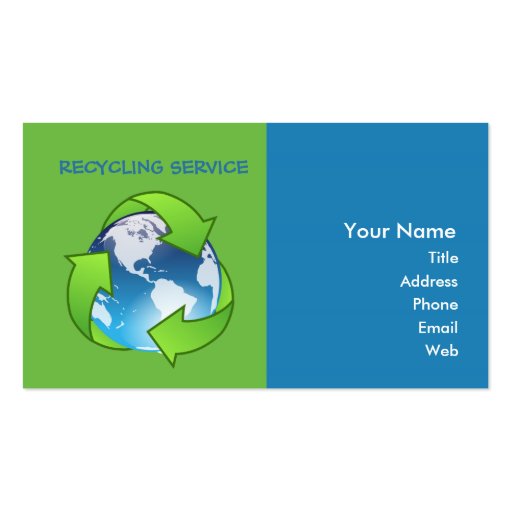 Recycling Service Globe Business Cards (back side)