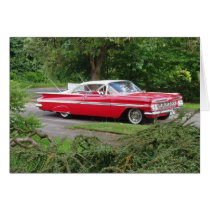 red 1960 impala greeting card