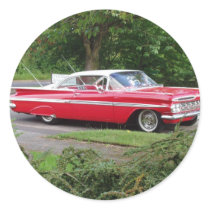 red 1960 impala round sticker