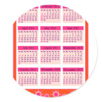 Red 2011 Year at a Glance Calendar Stickers
