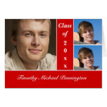 Red 3 photo graduation party announcement greeting card
