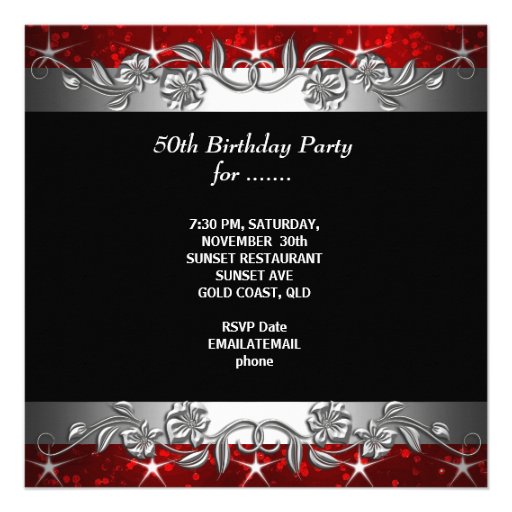 Red 50 & Fabulous 50th Birthday Party Announcement
