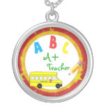 Red A+ Teacher ABC School Bus Pencil Necklace