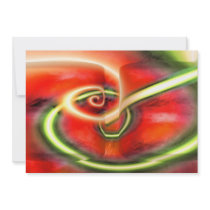 Red Abstract Art Invitations - Computer Waves