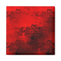 Red Abstract Refrigerator Magnets