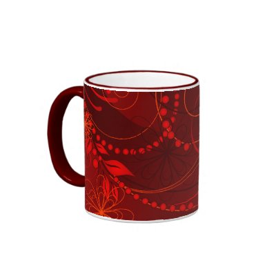 red abstract mugs by VioDeSign