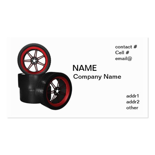red accent car rims business card template